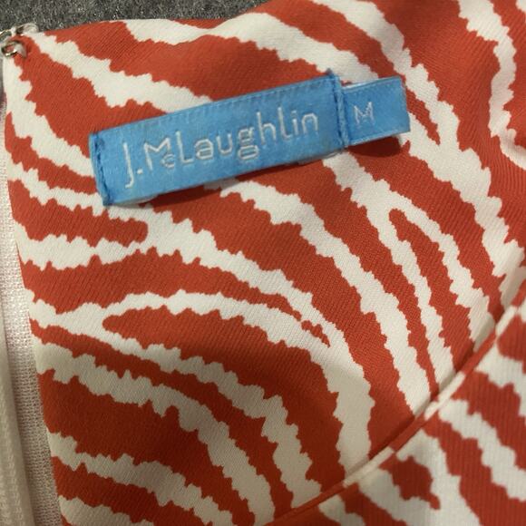 J Mclaughlin Catalina Cloth Dress Womens Sz M Pink White Geometric Shift - Picture 6 of 9